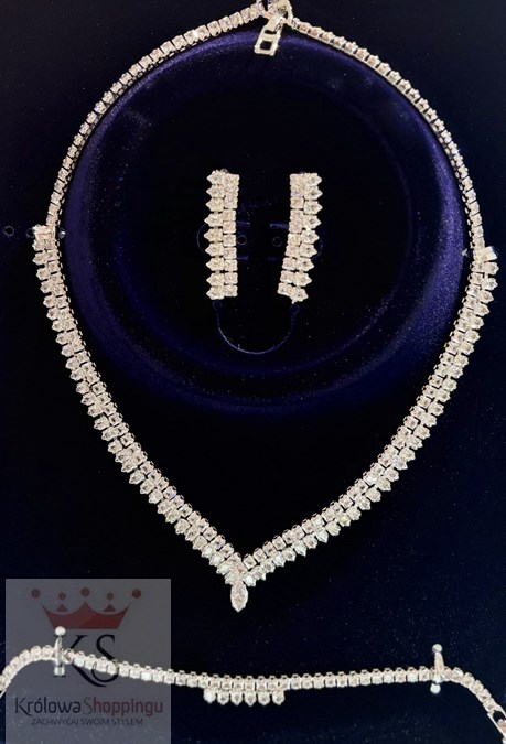 Komplet cyrkoniowy podwójny łezka