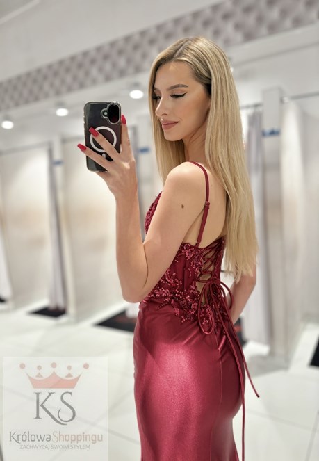 Sukienka długa gorset wiązane plecy brodo