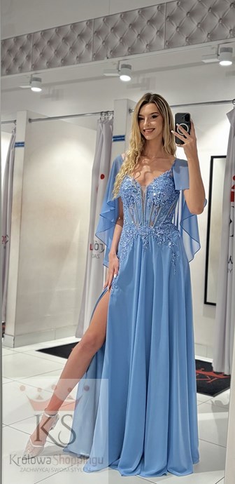 Sukienka długa zdobiony gorset peleryna jeans