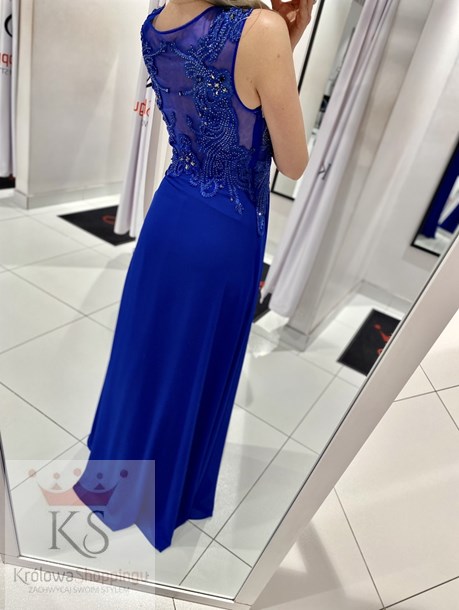 Sukienka długa zabudowana chaber