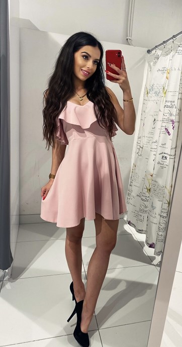 Sukienka krótka hiszpanka ozdobne plecy róż