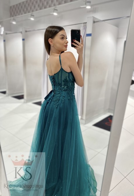 Sukienka długa gorset tiul zieleń