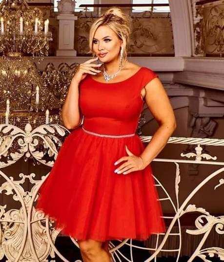 Sukienka krótka cyrkoniowy paseczek czerwony