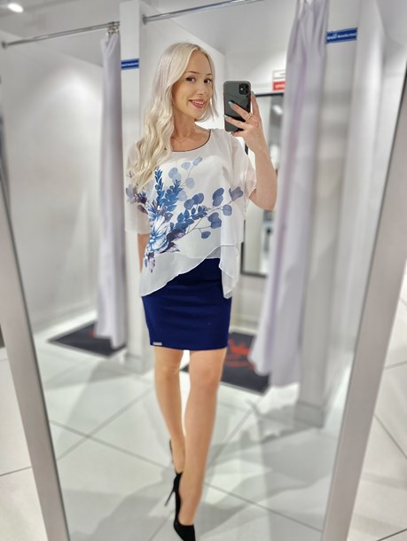 Sukienka krótka maskująca biel/granat/niebieski