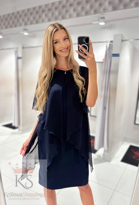 Sukienka krótka maskująca narzutka granat