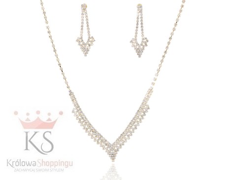 Komplet szpic z długimi kolczykami złoto/srebro