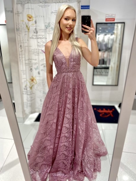 Sukienka długa balowa brokat jagoda