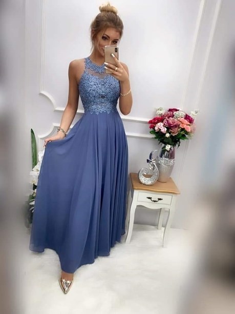 Sukienka długa zdobione plecy jeans