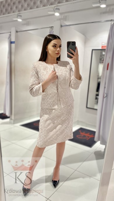 Żakiet brokat puder