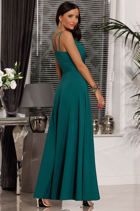 Sukienka długa na ramiączkach gładka zieleń