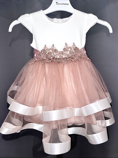 Sukienka dziecięca zdobienie wstążka falbana wrzos