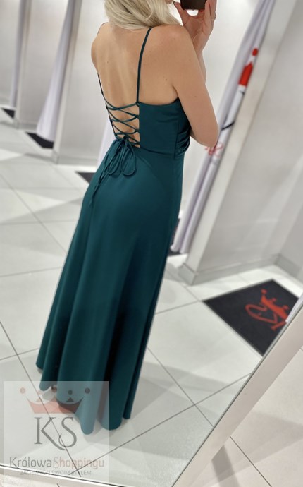 Sukienka długa wiązanie plecy gładka zieleń