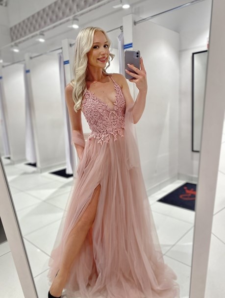 Sukienka długa tiul koronka wiązanie róż