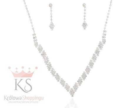 Komplet cyrkonie szpic romb srebro/ złoto