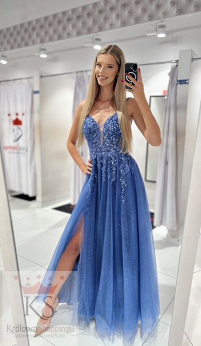 Sukienka długa gorset tiul brokat jeans