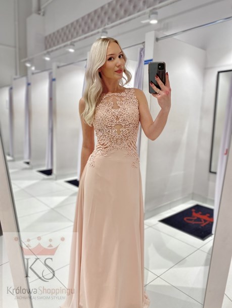 Sukienka długa paski róż