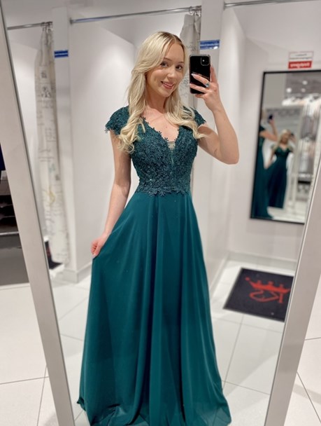 Sukienka długa góra koronka cekiny zieleń