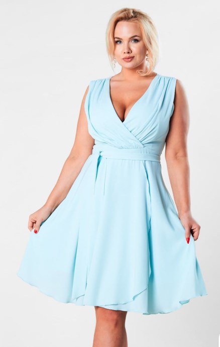 Sukienka krótka pasek ozdobny błękit