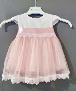 Sukienka dziecięca haft biel/róż