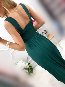 Sukienka długa z ozdobą z kamieniami zielony