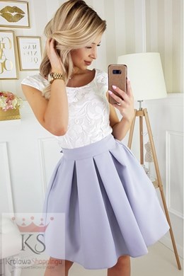 Sukienka krótka gładki dół biel/szary