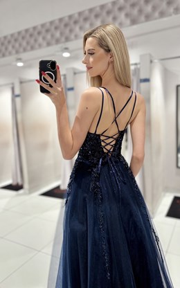 Sukienka długa gorset tiul brokat granat