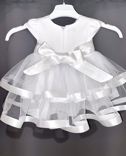 Sukienka dziecięca falbanki tiul kwiat biel