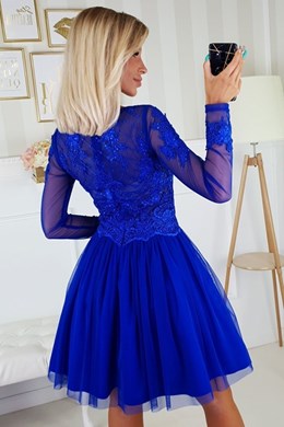 Sukienka krótka cekin rękaw chaber