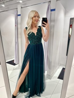 Sukienka długa tiul szerokie ramiączka zielony