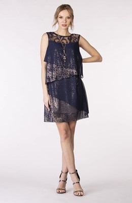 Sukienka krótka falbanki koronka góra granat