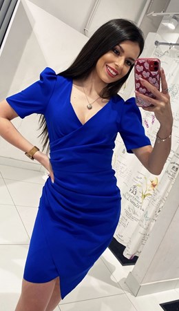 Sukienka krótka dopasowana krótki rękaw chaber