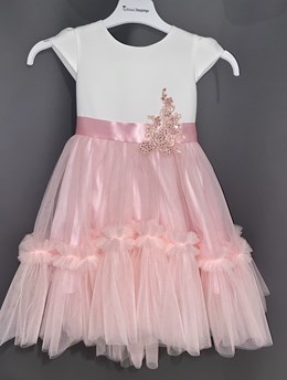 Sukienka dziecięca tiul asymetria róż/biel