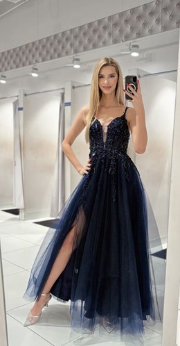 Sukienka długa gorset tiul brokat granat