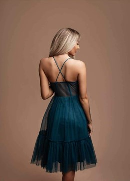 Sukienka midi ramiączka gorset tiul turkus