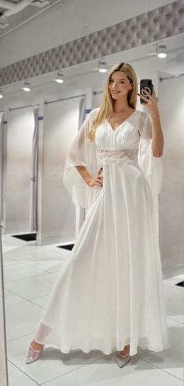 Sukienka długa rękawek motyl biel