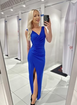 Sukienka długa dwa ramiona zakładana chaber