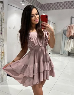 Sukienka krótka hiszpanka gładka wrzos