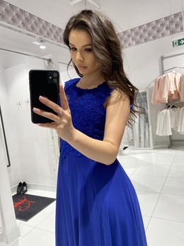 Sukienka długa zdobienie góra chaber