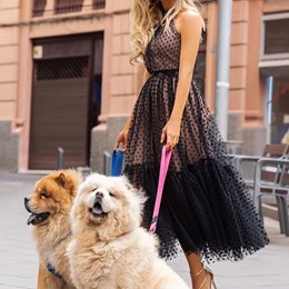 Sukienka midi tiul odkryte plecy grochy czarny