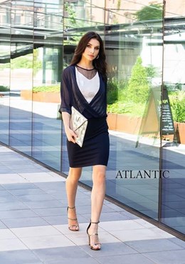 Sukienka krótka siateczka dekolt róż/granat