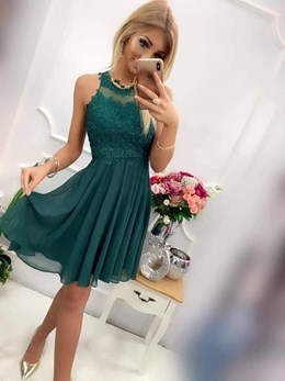 Sukienka krótka zdobione plecy zieleń