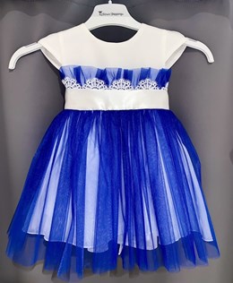 Sukienka dziecięca tiul haft biel/chaber