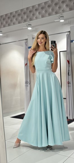 Sukienka długa 3/4 rękawek wiązanie plecy pistacja