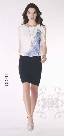 Sukienka krótka motylek rękawek biel/granat