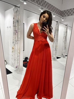 Sukienka długa odkryte plecy czerwony