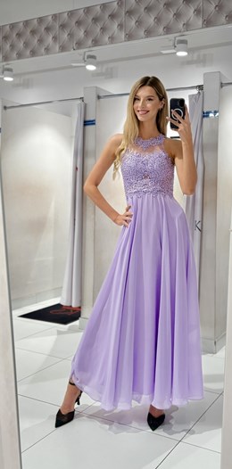 Sukienka długa zdobione plecy lila