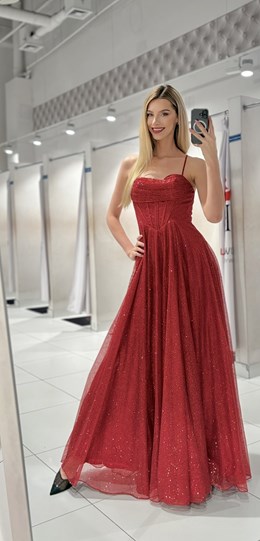 Sukienka długa gorset wiązanie plecy bordo