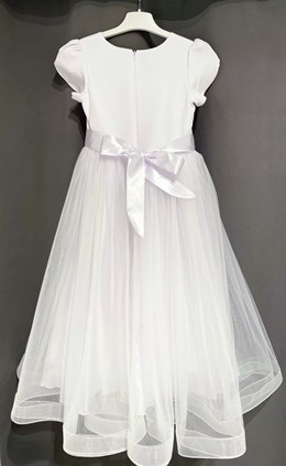 Sukienka dziecięca długa tiul róże biel