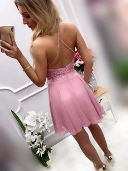 Sukienka krótka ramiączka na krzyż wrzos