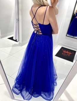 Sukienka długa tiulowa gorset ramiączka chaber